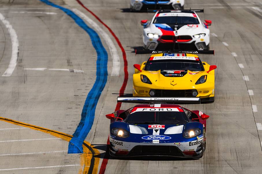 The No. 66 Ford GT led most of the race at Long Beach. The No. 66 Ford GT led most of the race at Long Beach.